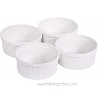 Palais Dinnerware Ramekins Collection Porcelain Soufle Dishes 8 Oz Set of 4 White Stripe Finish
