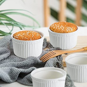 Ramekin Set of 6 UNICASA 6 oz Creme Brulee Ramekins Oven Safe Baking Set for Custard Pudding Souffle Cups White