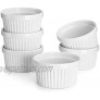Sweese 501.001 Porcelain Souffle Dishes Ramekins 8 Ounce for Souffle Creme Brulee and Ice Cream Set of 6 White
