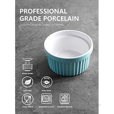 Sweese 501.003 Porcelain Souffle Dishes Ramekins 8 Ounce for Souffle Creme Brulee and Ice Cream Set of 6 Cool Assorted Colors