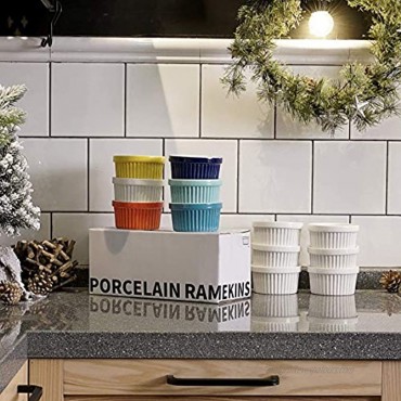 Sweese 501.003 Porcelain Souffle Dishes Ramekins 8 Ounce for Souffle Creme Brulee and Ice Cream Set of 6 Cool Assorted Colors