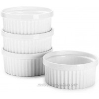 Sweese 503.401 Porcelain Ramekins for Baking 12 Ounce Souffle Dish Set of 4 White