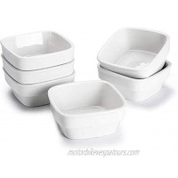Sweese 513.001 Porcelain 7oz Dipping Bowls Sauce Dishes Square Ramekins Souffle Dishes Set of 6 White