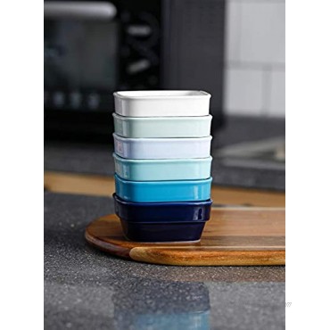 Sweese 513.003 Porcelain 7oz Dipping Bowls Sauce Dishes Square Ramekins Souffle Dishes Set of 6 Cool Assorted Colors