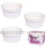 Xmomx 3 pcs Porcelain Souffle Dishes Ramekins Dipping Sauces Baking and Cooking Bakeware Baking Cups Bowls White for Pudding Desserts Creme