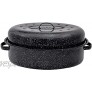14.6 Inch Enamel Roaster Pan Professional Oval Turkey Roasting Pan with Domed Lid Covered Non-sticky Free of Chemicals Rôtissoire for Turkey cheese steak black