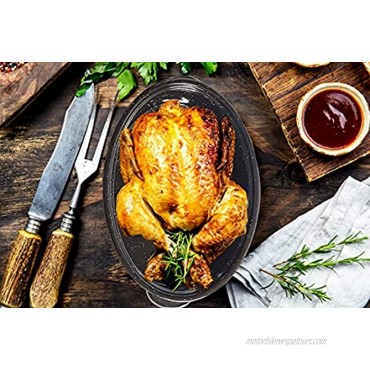 14.6 Inch Roaster Pan Enamel Oval Turkey Roasting Pan with Domed Lid Mother's Gift Covered Non-sticky Free of Chemicals Rôtissoire Chicken Meat Roasts Casseroles & Vegetables14.6 Inch