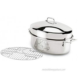 All-Clad E7879664 Stainless Steel Dishwasher Safe Oven Safe Covered Oval Roaster Cookware 20-lbs Silver