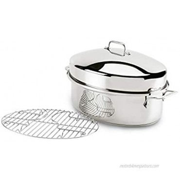 All-Clad E7879664 Stainless Steel Dishwasher Safe Oven Safe Covered Oval Roaster Cookware 20-lbs Silver