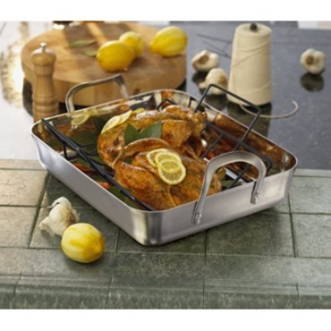 Calphalon Contemporary 16-Inch Stainless Steel Roasting Pan with Rack