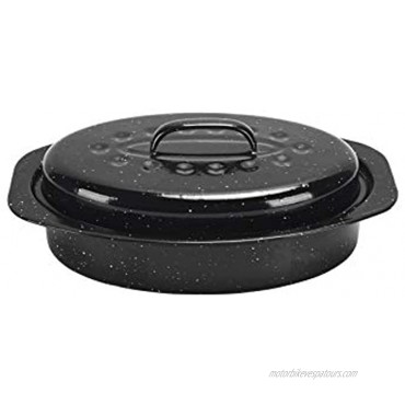 ENAMORY Covered Oval Roaster 13 inches Black