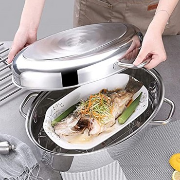 Fracoda Roasting Pan with Rack and Lid,Stainless Steel Turkey Roaster Pan,15 Inch