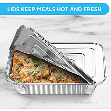 MontoPack Aluminum Foil Half Size Roasting Pans with Lids | Premium 9x13 Standard Size Chafing Tins for Baking Catering & Roasting | Disposable Steam Table Trays Portable Food Prep Containers 20 Pack