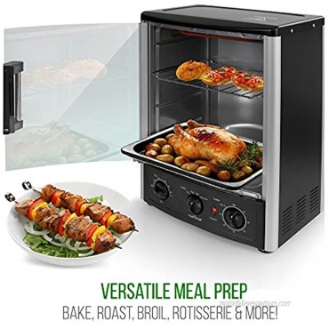 NutriChef PKRT97 Upgraded Multi-Function Rotisserie Vertical Countertop Oven with Bake Turkey Thanksgiving Broil Roasting Kebab Rack with Adjustable Settings 2 Shelves 1500 Watt-PKRT97 1500W