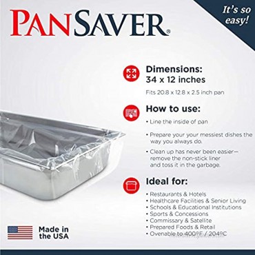 PanSaver Eco Oven-Safe Pan Liner Clear Disposable Liner Bags Full Pan Shallow Pan Liners 100 Liners