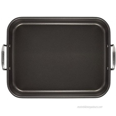Rachael Ray Brights Hard Anodized Nonstick Roaster Roasting Pan with Rack 16 Inch x 12 Inch Gray