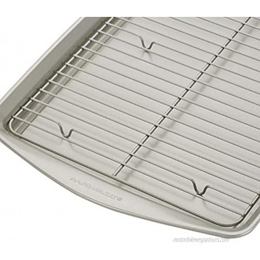 Rachael Ray Nonstick Bakeware Set without Grips Nonstick Cookie Sheets Baking Sheets and Cooling Rack 2 Piece Silver
