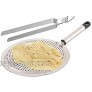 Stainless Steel Roasting Net Double Sided With Tong set of 2,Cooking Rack for Papad and Khakras,For Baking Rotis and Parathas-Silver