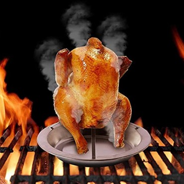 XYDZ Chicken Roaster Rack Stainless Steel Beer Can Vertical Roaster with Drip Pan for Oven Barbecue Grill Accessories Plate Kitchen Craft Non-Stick BBQ Accessories Cooking Tool Silver