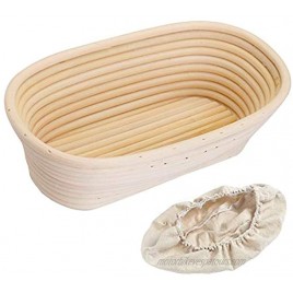 10 Inch Bread Proofing Basket + Linen Liner Cloth for Professional & Home Bakers 10 inch oval
