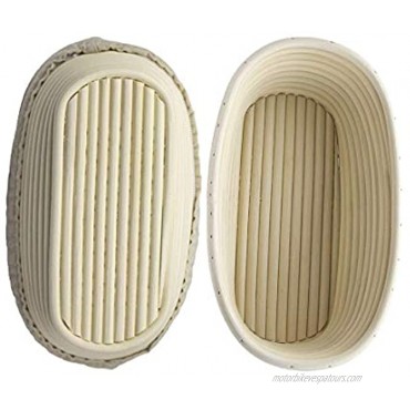 2pcs 10 Oval Banneton Proofing Basket Bread Proofing Brotform with Linen Liner Bonus Dough Scraper + Silicone Brush
