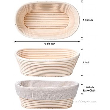 7 Piece Banneton Basket Set: 9 inch Round+ 10x6x4 inch Oval Sourdough Bread Basket | Bread Lame+ Dough Bowl Bowl Scraper+ Bread Bag | Bread Proofing Basket Sourdough Starter for Making Homemade Bread