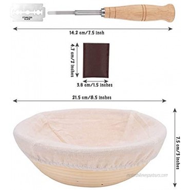 8.5” round bread proofing basket banneton banaton brotform rising sourdough banetton baking tools set with handcrafted bread lame proofing baskets for sourdough