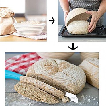 9 Inch Banneton Bread Proofing Basket with Dough Cutter and Cloth Liner Round Natural Rattan Brotform Proofer Proving Bowl for Sourdough and Lame Bread Best Bread Making Tools and Supplies