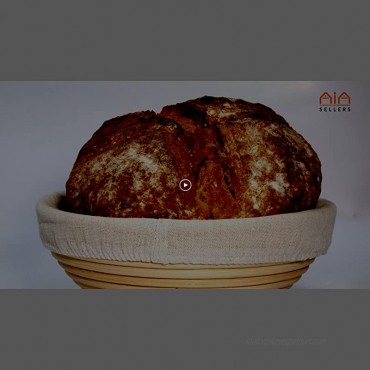 9 inch Banneton Bread Proofing Kit : Sourdough Bread Maker Danish dough Whisk Large Wicker Basket + Bread Scorer Lame + Dough Scraper Tool + Linen Liner Cloth + Banneton Proofing Basket