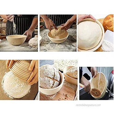 9 Inch Bread Proofing Basket,Round Banneton Proofing Basket with 6-Piece Set,Linen Liner,Dough Scraper,Whisk,Bread Lame and Brush,Gifts for Home Baker & Professional