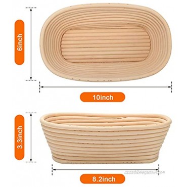 Ahier Banneton Proofing Basket Oval 10 inch Baskets Sourdough Brotform Proofing Basket Set with Liner+ bread scraper+ Lame for Making Beautiful Bread