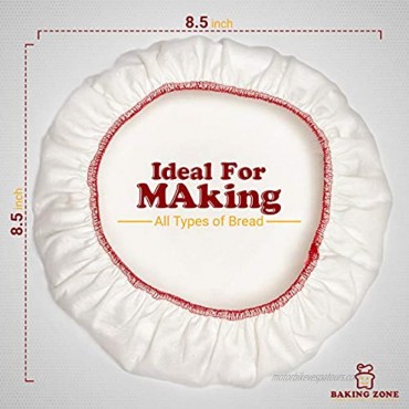 Baking Zone Cotton Liner for Round Bread Proofing Basket 9 inch with Red Dough Scraper & E-Book Made in Germany