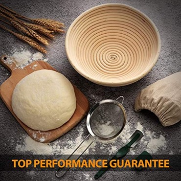 Banetton Bread Round Proofing Basket Bread Bakery Basket Sourdough Baking Bowl Rising Dough Gifts for Professional & Home Bakers Included Premium Bread Lame & Flour Sieve 9 inch
