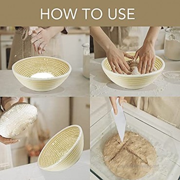 Banneton Bread Proofing Basket 10-Inch Baking Supplies Handmade With Linen Lining Dough Scraper Silicone Brush Used For Bread Baking