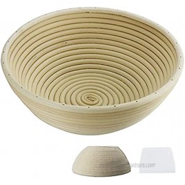 Banneton Bread Proofing Basket 10-Inch Baking Supplies Handmade With Linen Lining Dough Scraper Silicone Brush Used For Bread Baking
