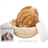 Banneton Bread Proofing Basket  9 inch  & Dough Scraper by Oloriam Round 100% Rattan. Baking bowl for Sourdough with liner for Artisan Baking professional & Home Bakers