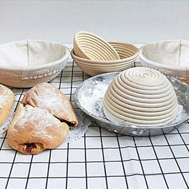 Banneton bread Proofing Basket set Emporoi 10 inch Round & 8 inch Oval Sourdough proofing basket kit with dough scraper + bread lame scoring tool + washable linen cloth liner for baking bread