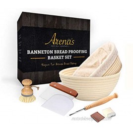 Banneton Bread Proofing Basket Set For Bread Baking and Sourdough Bread Includes Oval and Round Baskets Liners Metal Dough Cutter Lame Bread Tool Extra Blades Bowl Scraper Bamboo Cleaning Brush