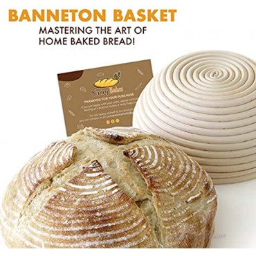Boniry Bakes 9 Inch Bread Proofing Basket -Natural Rattan Sourdough Proving Basket for Professional Home Bakers with Cloth Liner,Premium Bread Proofing Basket Instructions Card