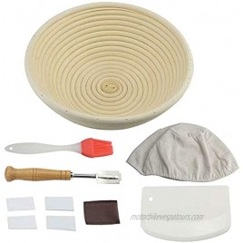 Bread Banneton Proofing Bakeware Set Banneton Proofing Basket for Dough Rising Liner Cloth + Bread Knife + Scaper+ Bread Lame+Silicone Brush Bread Basket 9