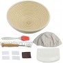 Bread Banneton Proofing Bakeware Set Banneton Proofing Basket for Dough Rising Liner Cloth + Bread Knife + Scaper+ Bread Lame+Silicone Brush Bread Basket 9