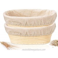 Bread Proofing Basket 2 Pack 10 Inch Oval Rattan Pastry Dough Sourdough Proofing Blooming Proving Basket Food Storage Basket Baking Tools