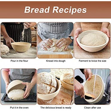 Bread Proofing Basket 9 inch Round & 10 inch Oval Rattan Banneton Proofing Basket Set of 2,with Bread Lame + Dough Scraper + Silicone Brush Bread Making Tools for Bakery Home Bakers