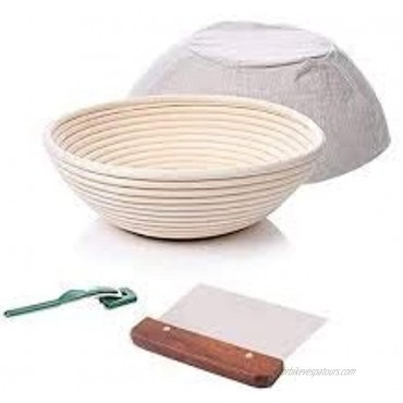 Bread Proofing Basket – Round Bread Proofing Basket – Handmade Banneton Bread Proofing – Rattan Basket with Bread Lame Dough Scraper Proofing Cloth Liner