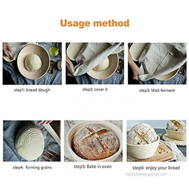 Bread Proofing Baskets KITOP 10in Sourdough Banneton Nature Round Rattan Basket Set Hand-made Baking Bowl Brotform Bread Dough for Home Bread Making
