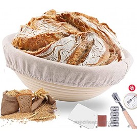 Bread Proofing Baskets KITOP 10in Sourdough Banneton Nature Round Rattan Basket Set Hand-made Baking Bowl Brotform Bread Dough for Home Bread Making