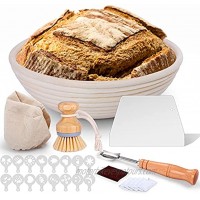 Bread Proofing Baskets Round Bread Banneton Bread Baking Tools with Bread Lame Dough Scraper Linen Liner Cloth Bread Stencils Cleaning Brush for Baker 100% Natural Rattan Baskets for Bakers