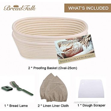 Bread Talk 2 Pack Bread Proofing Basket Banneton Proofing Basket + Cloth Liner + Dough Scraper for Professional and Home Bakers Artisan Bread Making … 10 Oval