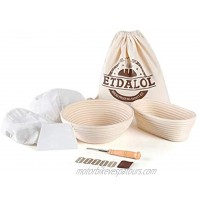 ETDALOL Banneton Basket Kit Set of 2 Proofing Baskets Includes 10 Round 10 Oval Proofing Basket Bread Lame Dough Scraper Linen Bread Bag Made of Natural Non-Toxic and Durable Rattan