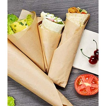 Hslife 100 Sheets Brown Kraft Paper Dry Waxed Deli Paper Sheets Paper Liners for Plastic Food Basket Wrapping Bread and Sandwiches12.2''x12.2''